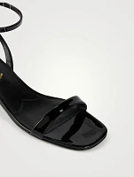 Logo-Heel Leather Ankle-Strap Sandals