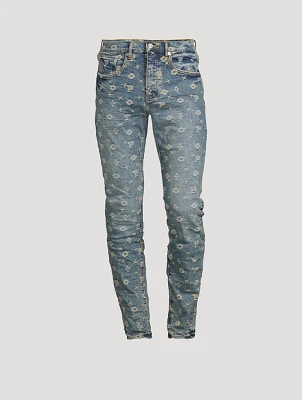 Monogram Jacquard Stretch Skinny Jeans