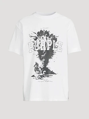 Cotton Jersey T-Shirt With Sky High Print