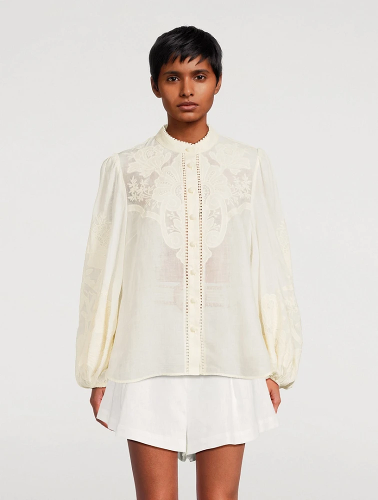 Ottie Embroidered Linen Shirt