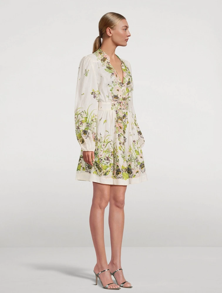 Halliday Linen Mini Dress Floral Print