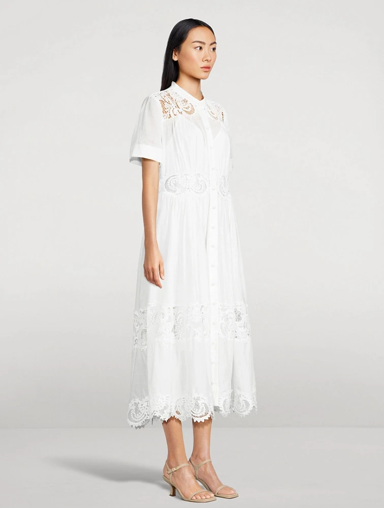 Pop Lace-Trimmed Shirt Dress