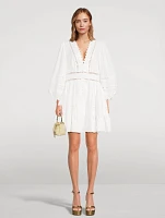 Pop Embroidered Linen Mini Dress