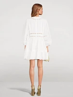 Pop Embroidered Linen Mini Dress