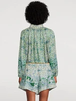 Ottie Puff-Sleeve Blouse Paisley Print