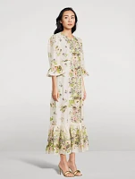 Halliday Linen Midi Dress Floral Print