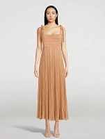 Ottie Metallic Plissé Midi Dress