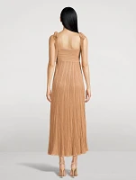 Ottie Metallic Plissé Midi Dress