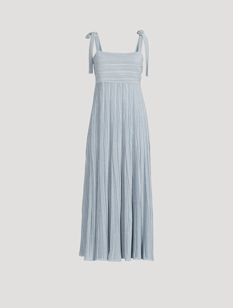 Waverly Metallic Plissé Midi Dress