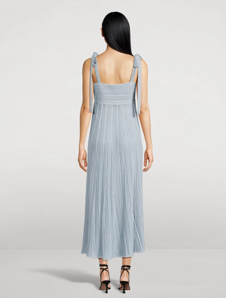 Waverly Metallic Plissé Midi Dress