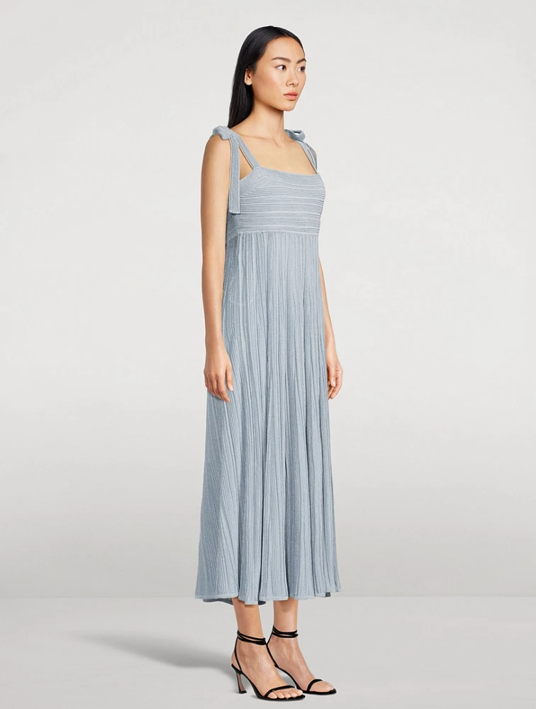 Waverly Metallic Plissé Midi Dress