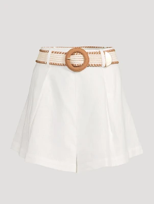 Halliday Belted Linen Shorts