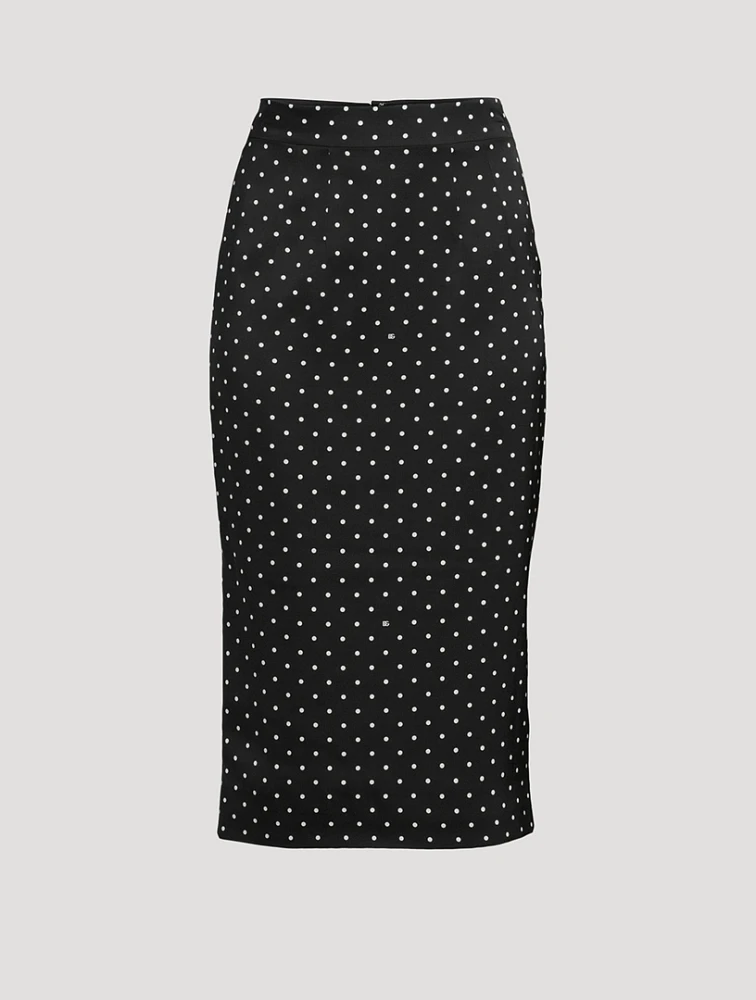 Charmeuse Pencil Skirt Polka Dot Print