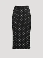 Charmeuse Pencil Skirt Polka Dot Print