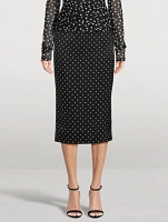 Charmeuse Pencil Skirt Polka Dot Print