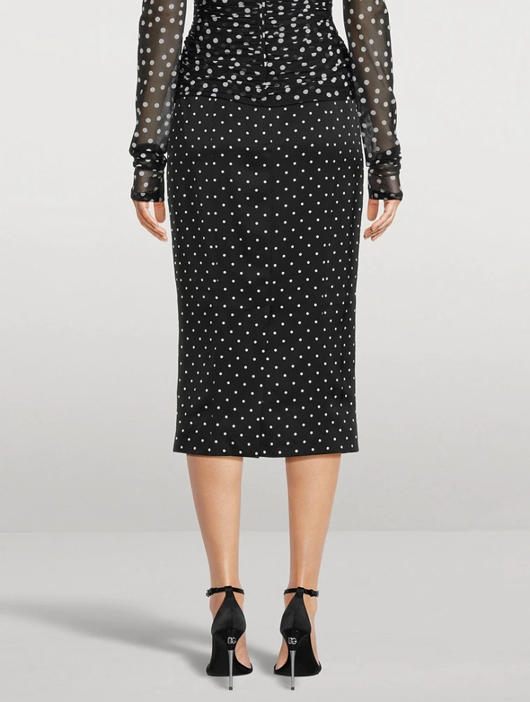 Charmeuse Pencil Skirt Polka Dot Print