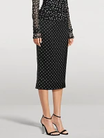 Charmeuse Pencil Skirt Polka Dot Print