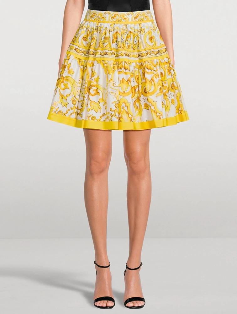 Poplin Mini Skirt Majolica Print