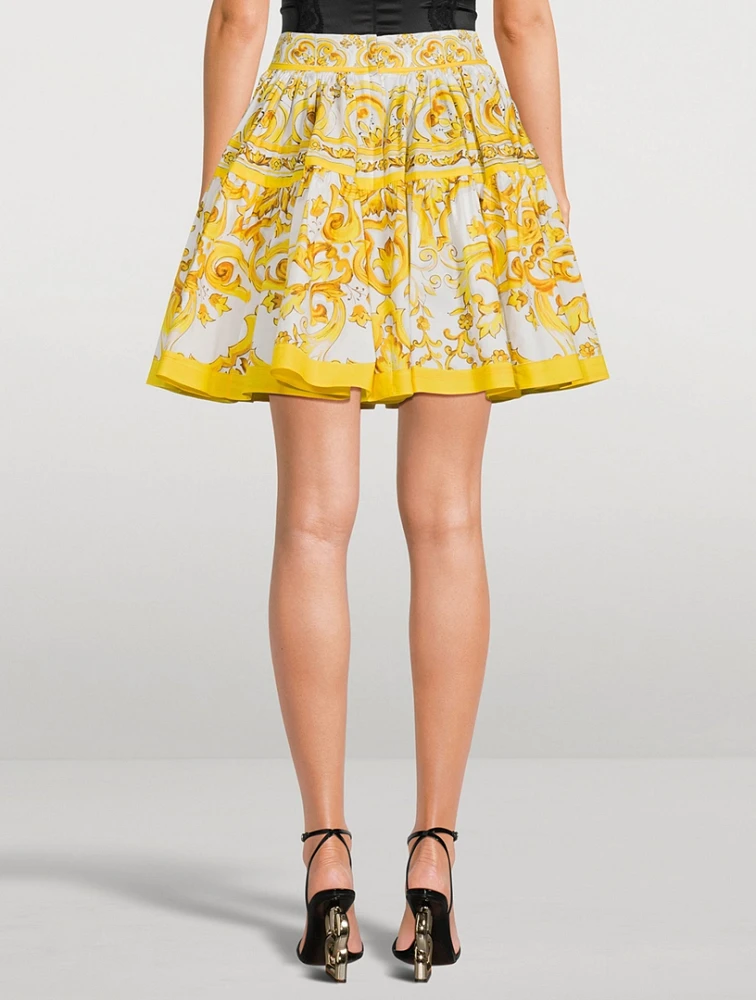 Poplin Mini Skirt Majolica Print