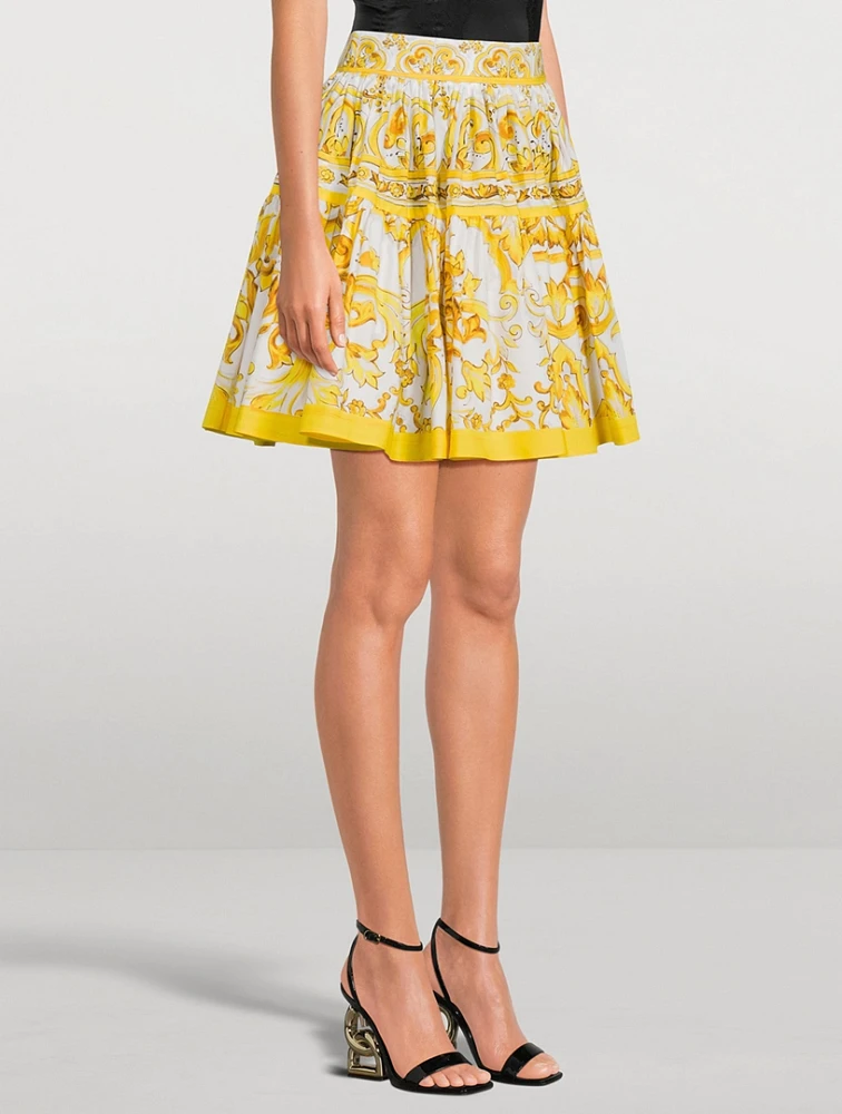 Poplin Mini Skirt Majolica Print