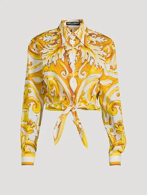 Tie-Front Shirt Majolica Print