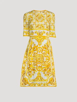 Silk Charmeuse Midi Dress Majolica Print