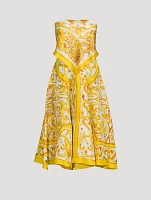 Silk Midi Dress Majolica Print