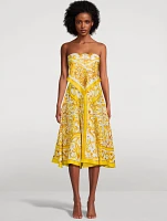 Silk Midi Dress Majolica Print