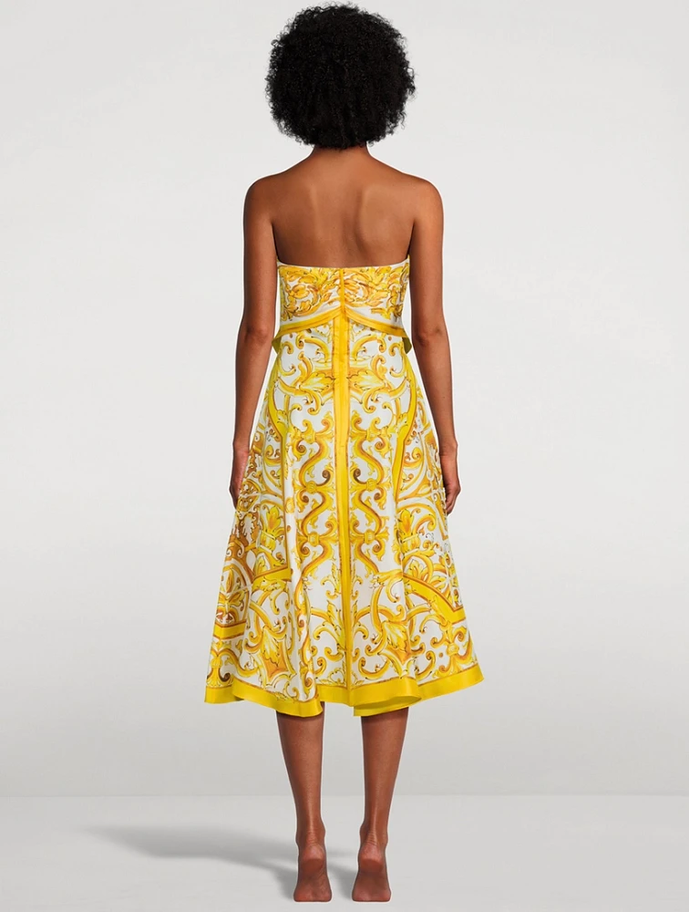 Silk Midi Dress Majolica Print