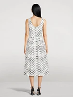 Cotton Midi Dress Polka Dot Print