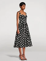 Poplin Corset Midi Dress Polka Dot Print