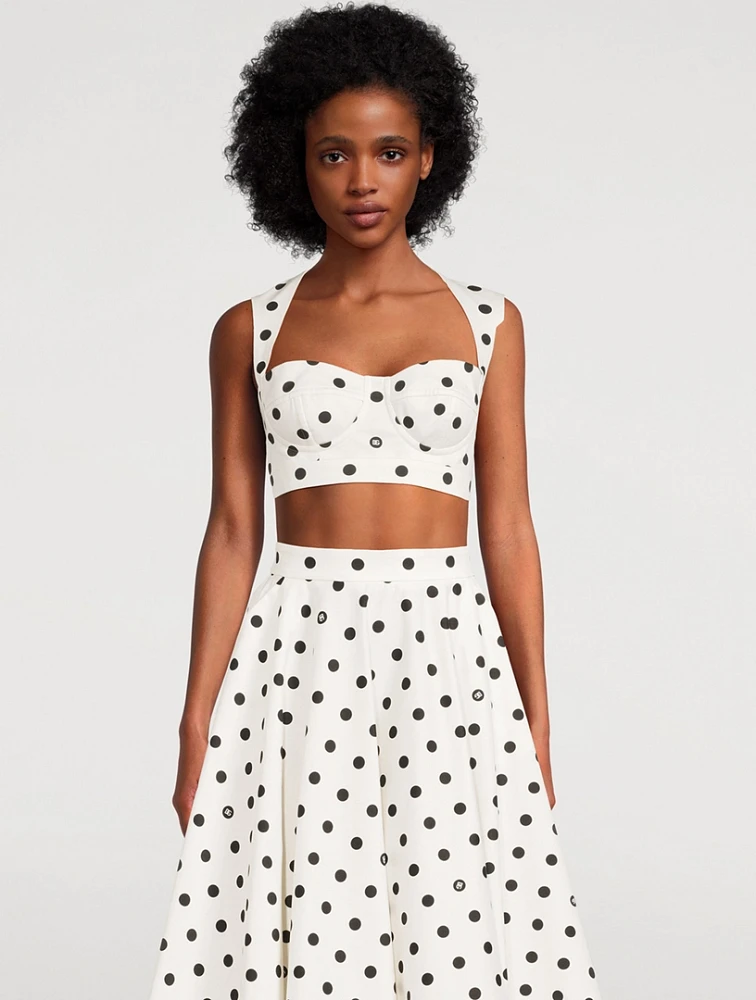 Poplin Corset Top Polka Dot Print