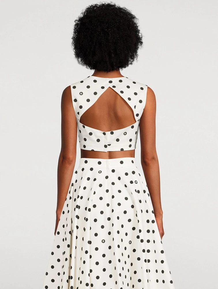 Poplin Corset Top Polka Dot Print