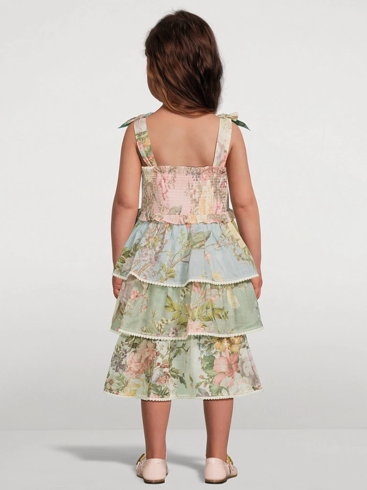 Waverly Tiered Cotton Dress Floral Print