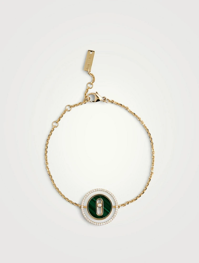 Lucky Move 18K Gold Malachite Bracelet With Diamonds