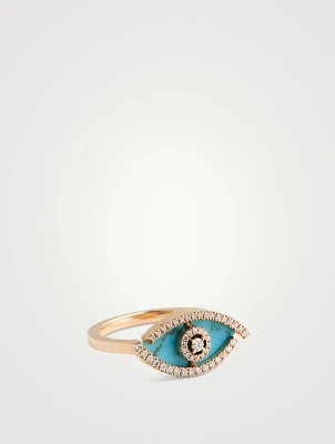 Lucky Eye Turquoise 18K Rose Gold Ring With Diamonds