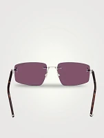 Square Titanium And Horn Sunglasses