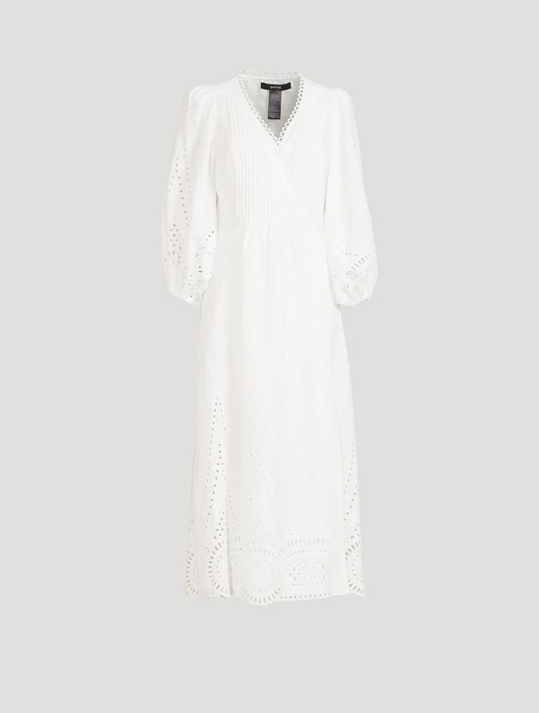 Broderie Anglaise Midi Wrap Dress