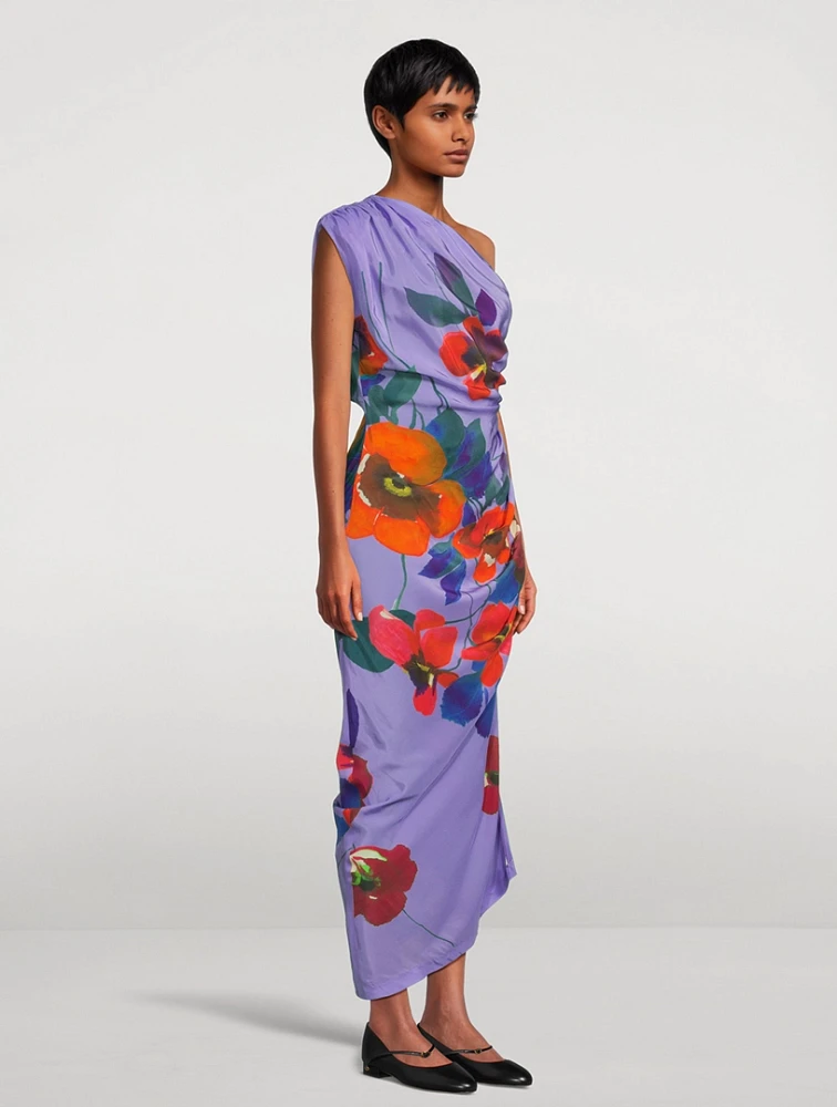 One-Shoulder Dress Floral Print