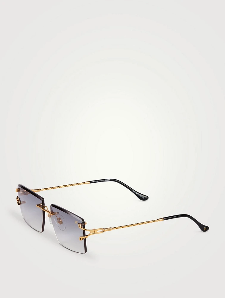 VF Icon Drill Mount 24K Gold Rectangular Sunglasses