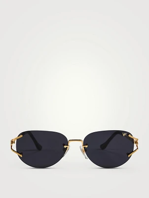 Broadway 24K Gold Drill Mount Round Sunglasses