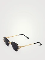 Broadway 24K Gold Drill Mount Round Sunglasses