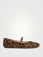 Carla Suede Mary Jane Ballet Flats Leopard Print