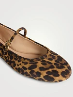 Carla Suede Mary Jane Ballet Flats Leopard Print