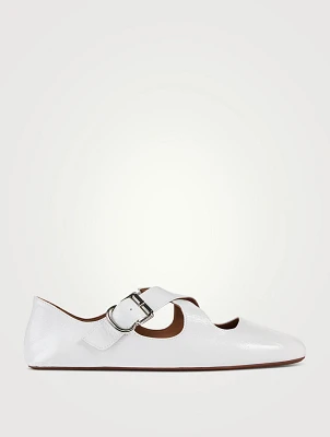 Criss Cross Patent Leather Ballet Flats
