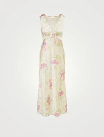 Suniva Silk Charmeuse Maxi Dress Floral Print