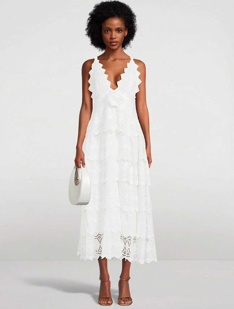 Nevis Tiered Eyelet Cotton Dress