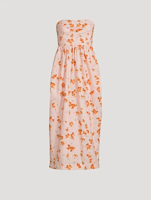 Luxie Strapless Midi Dress Floral Print