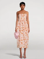 Luxie Strapless Midi Dress Floral Print