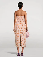 Luxie Strapless Midi Dress Floral Print